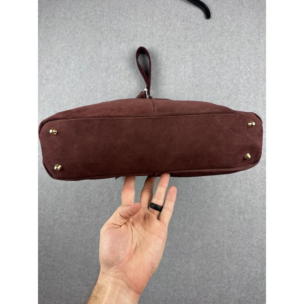 Divina Firenze Shoulder Bag Womens Large Burgundy Suede Leather Handmade Italy - Picture 11 of 11
